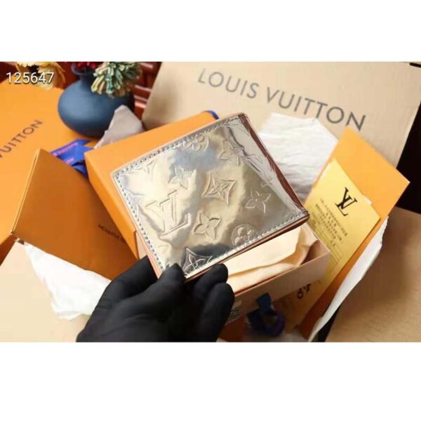 Louis Vuitton Unisex Slender Wallet Monogram Mirror Coated Canvas Monogram Flowers LVs (5)