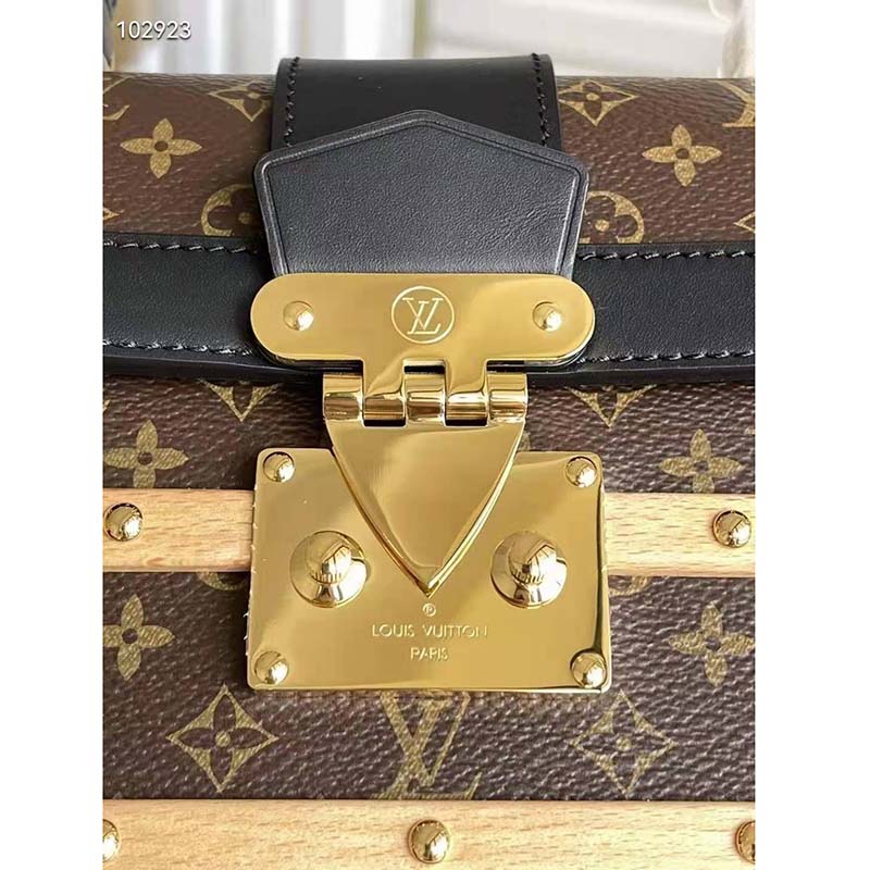 Brown Mini Monogram Coated Canvas, Wood and Black Leather Trianon PM Gold  Hardware, 2021