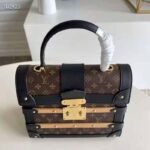 Louis Vuitton Unisex Trianon PM Handbag Monogram Coated Canvas Calfskin Leather Wood - Image 5