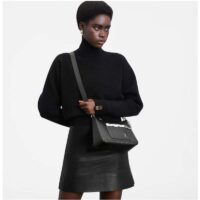 Louis Vuitton Women Marelle Handbag Black Epi Grained Cowhide Leather Canvas