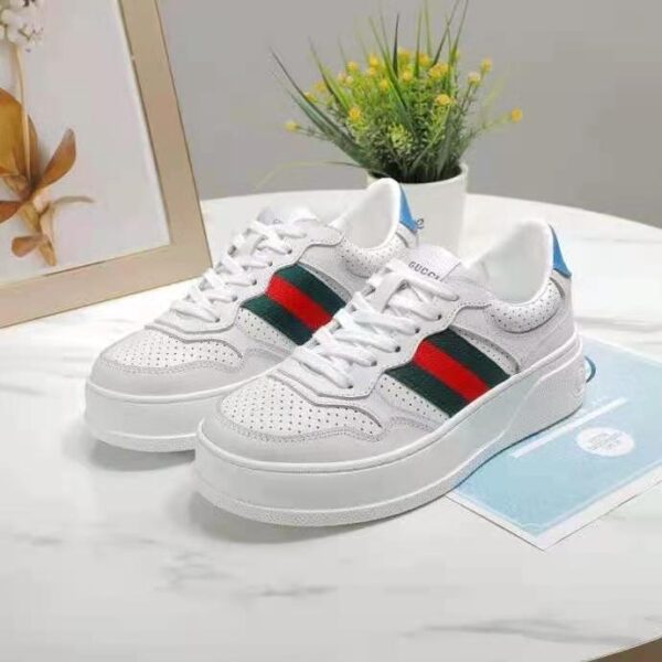 Gucci GG Unisex GG Sneaker with Web White Leather Green and Red Web (1)