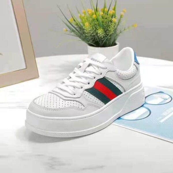 Gucci GG Unisex GG Sneaker with Web White Leather Green and Red Web (3)