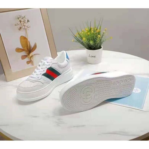 Gucci GG Unisex GG Sneaker with Web White Leather Green and Red Web (5)