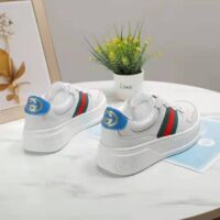 Gucci GG Unisex GG Sneaker with Web White Leather Green and Red Web