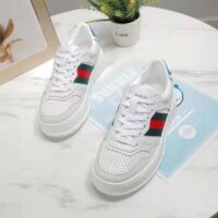 Gucci GG Unisex GG Sneaker with Web White Leather Green and Red Web