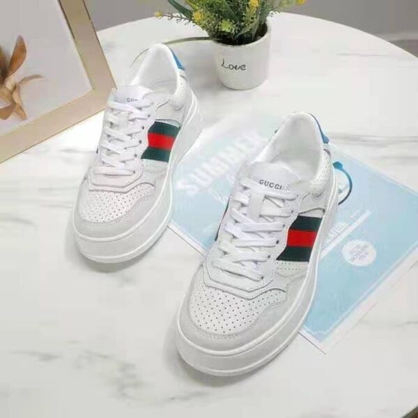Gucci GG Unisex GG Sneaker with Web White Leather Green and Red Web (9)