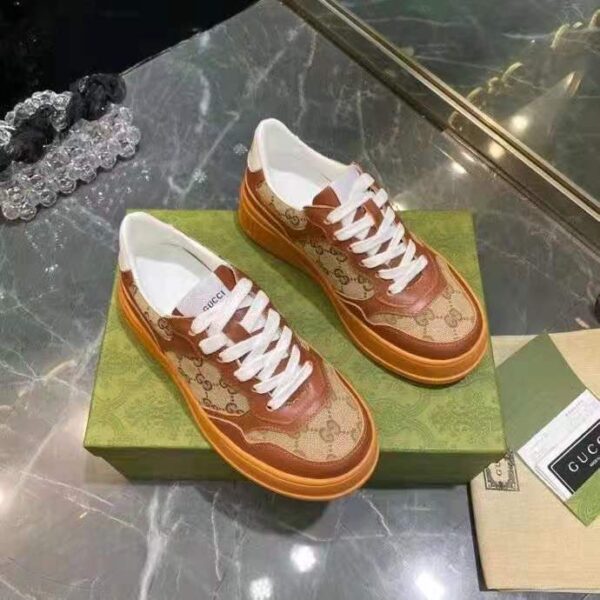 Gucci GG Unisex Gucci Jive Sneaker Beige and Ebony Orignal GG Canvas Brown Leather (7)