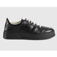 Gucci GG Unisex Gucci Jive Sneaker Black GG Embossed Leather Smooth Leather