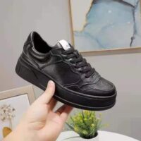 Gucci GG Unisex Gucci Jive Sneaker Black GG Embossed Leather Smooth Leather