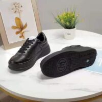 Gucci GG Unisex Gucci Jive Sneaker Black GG Embossed Leather Smooth Leather