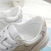 Gucci GG Unisex Gucci Jive Sneaker White GG Embossed Leather Smooth Leather