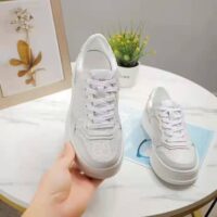 Gucci GG Unisex Gucci Jive Sneaker White GG Embossed Leather Smooth Leather