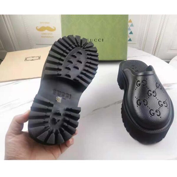 Gucci GG Unisex Slip On Sandal Black Double G Rubber Outsole (8)