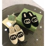 Gucci GG Unisex Slipper with Interlocking G Light Black Interlocking G Merino Wool - Imagen 9