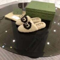 Gucci GG Unisex Slipper with Interlocking G Light Brown Interlocking G Merino Wool