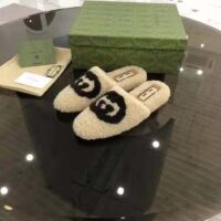 Gucci GG Unisex Slipper with Interlocking G Light Brown Interlocking G Merino Wool