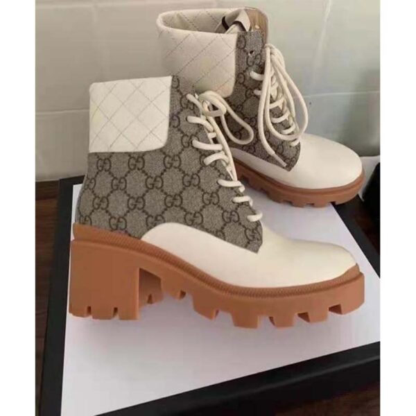 Gucci GG Women’s GG Ankle Boot Beige Ebony GG Supreme Canvas 7 cm Heel (1)
