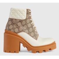 Gucci GG Women's GG Ankle Boot Beige Ebony GG Supreme Canvas 7 cm Heel