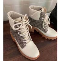 Gucci GG Women’s GG Ankle Boot Beige Ebony GG Supreme Canvas 7 cm Heel
