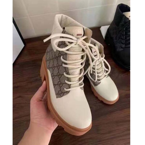 Gucci GG Women’s GG Ankle Boot Beige Ebony GG Supreme Canvas 7 cm Heel (5)