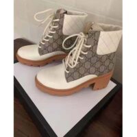 Gucci GG Women’s GG Ankle Boot Beige Ebony GG Supreme Canvas 7 cm Heel