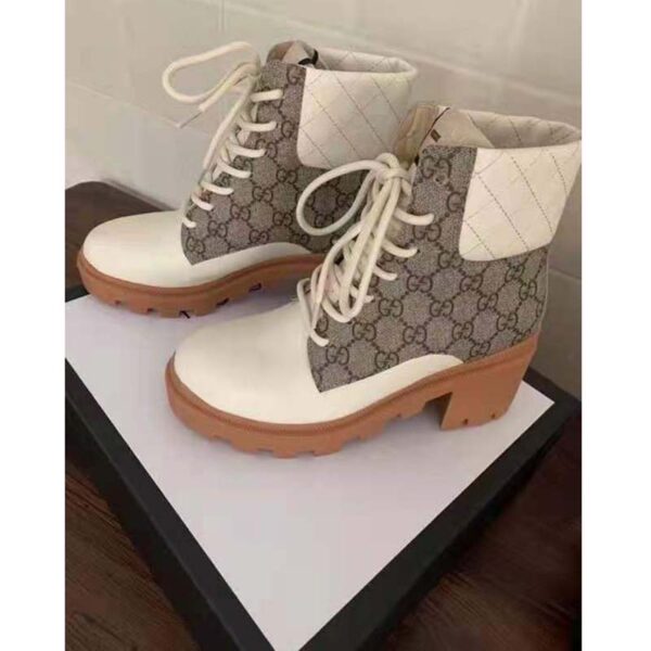 Gucci GG Women’s GG Ankle Boot Beige Ebony GG Supreme Canvas 7 cm Heel (9)