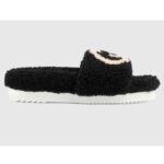 Gucci GG Women's Slide Sandal with Interlocking G Black Interlocking G Merino Wool