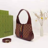 Gucci Unisex Beige and Burgundy Original GG Canvas Burgundy Leather