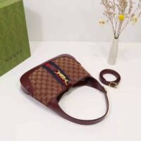 Gucci Unisex Beige and Burgundy Original GG Canvas Burgundy Leather