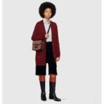 Gucci Unisex Gucci Horsebit 1955 Small Bag Beige and Burgundy Original GG Canvas – Image 11