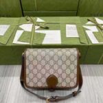 Gucci Unisex Mini Shoulder Bag with Interlocking G Beige Ebony GG Supreme Canvas - Image 3