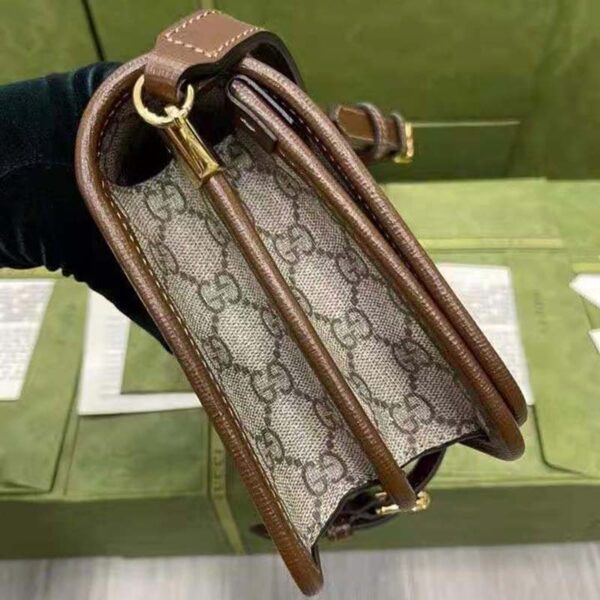 Gucci Unisex Mini Shoulder Bag with Interlocking G Beige Ebony GG Supreme Canvas (6)