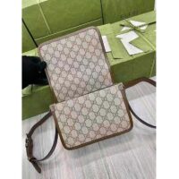 Gucci Unisex Mini Shoulder Bag with Interlocking G Beige Ebony GG Supreme Canvas