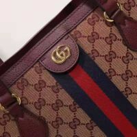 Gucci Unisex Ophidia Medium Tote with Web Beige and Burgundy Original GG Canvas