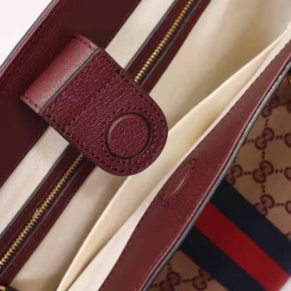 Gucci Unisex Ophidia Medium Tote with Web Beige and Burgundy Original GG Canvas (3)