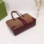 Gucci Unisex Ophidia Medium Tote with Web Beige and Burgundy Original GG Canvas - Image 5