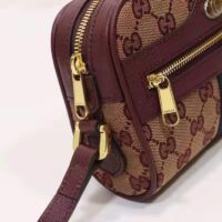Gucci Unisex Ophidia Mini Bag with Web Beige and Burgundy Original GG Canvas