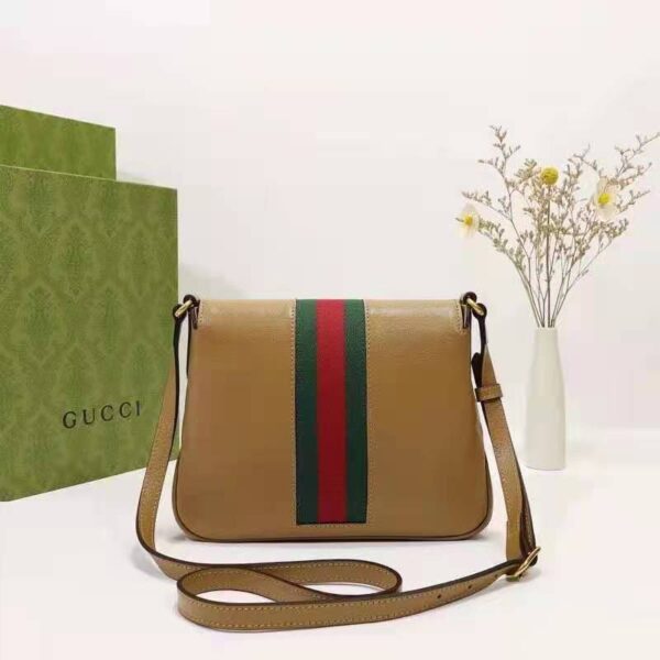 Gucci Unisex Small Messenger Bag with Double G Beige Leather Antique Gold-Toned Hardware (5)