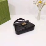 Gucci Unisex Small Messenger Bag with Double G Black Leather Antique Gold-Toned Hardware - Image 5