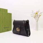 Gucci Unisex Small Messenger Bag with Double G Black Leather Antique Gold-Toned Hardware - Image 3