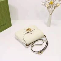 Gucci Unisex Small Messenger Bag with Double G White Leather Antique Gold-Toned Hardware