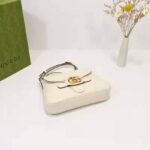 Gucci Unisex Small Messenger Bag with Double G White Leather Antique Gold-Toned Hardware – Bild 4