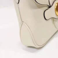Gucci Unisex Small Messenger Bag with Double G White Leather Antique Gold-Toned Hardware
