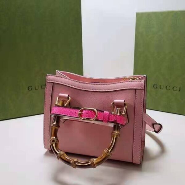 Gucci Women Gucci Diana Mini Tote Bag Pastel Pink Leather Double G (6)