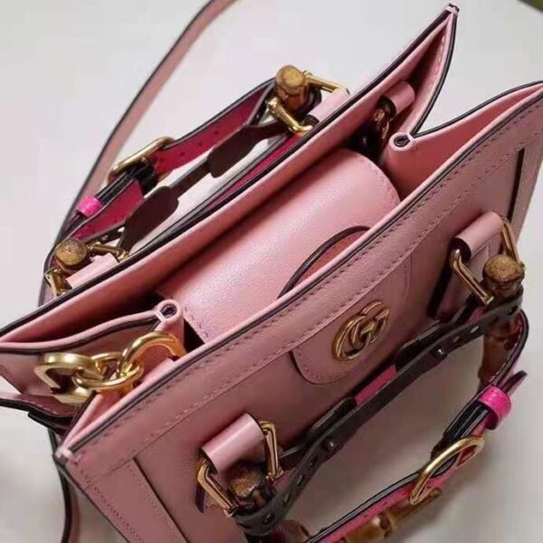 Gucci Women Gucci Diana Mini Tote Bag Pastel Pink Leather Double G (9)