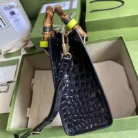 Gucci Women Gucci Diana Small Crocodile Tote Bag Double G Black Crocodile