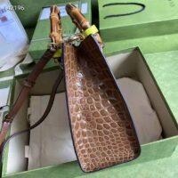 Gucci Women Gucci Diana Small Crocodile Tote Bag Double G Brown Crocodile