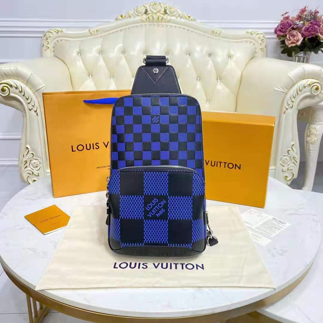 Louis Vuitton LV Unisex Avenue Slingbag Navy Blue Black Damier Infini 3D Cowhide 4