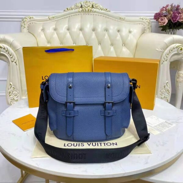 Louis Vuitton LV Unisex Christopher Messenger Navy Blue Taurillon Cowhide Leather (5)
