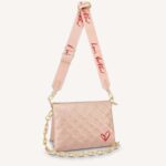 Louis Vuitton LV Unisex Coussin PM Handbag Dragée Light Pink Monogram Embossed Puffy Lambskin